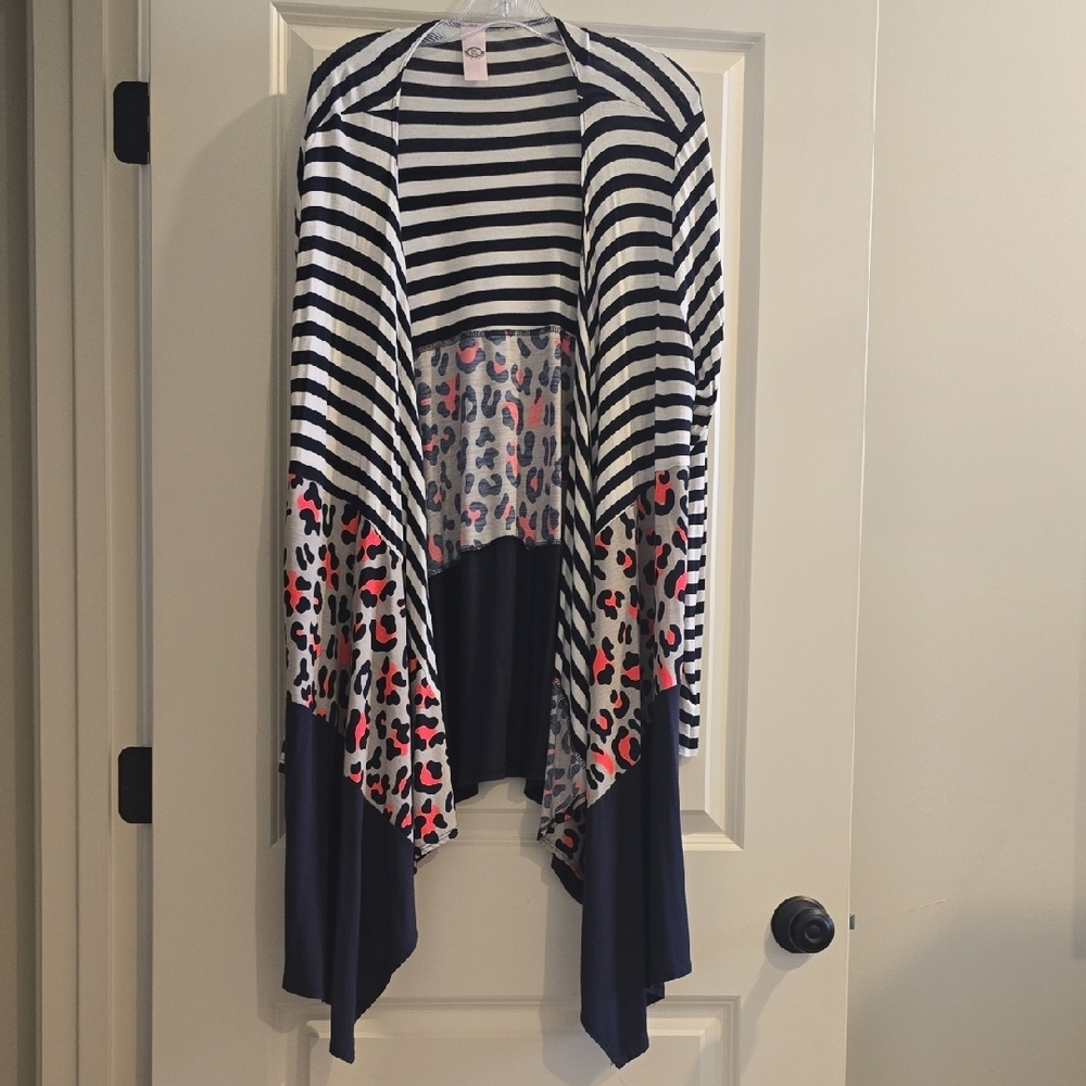 Striped and Leopard Print Cardigan